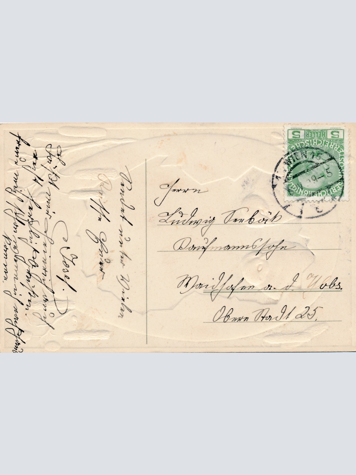 Präge - Motiv - Karte Fröhliche Ostern mit Ei und Kücken Ansichtskarte (11836)