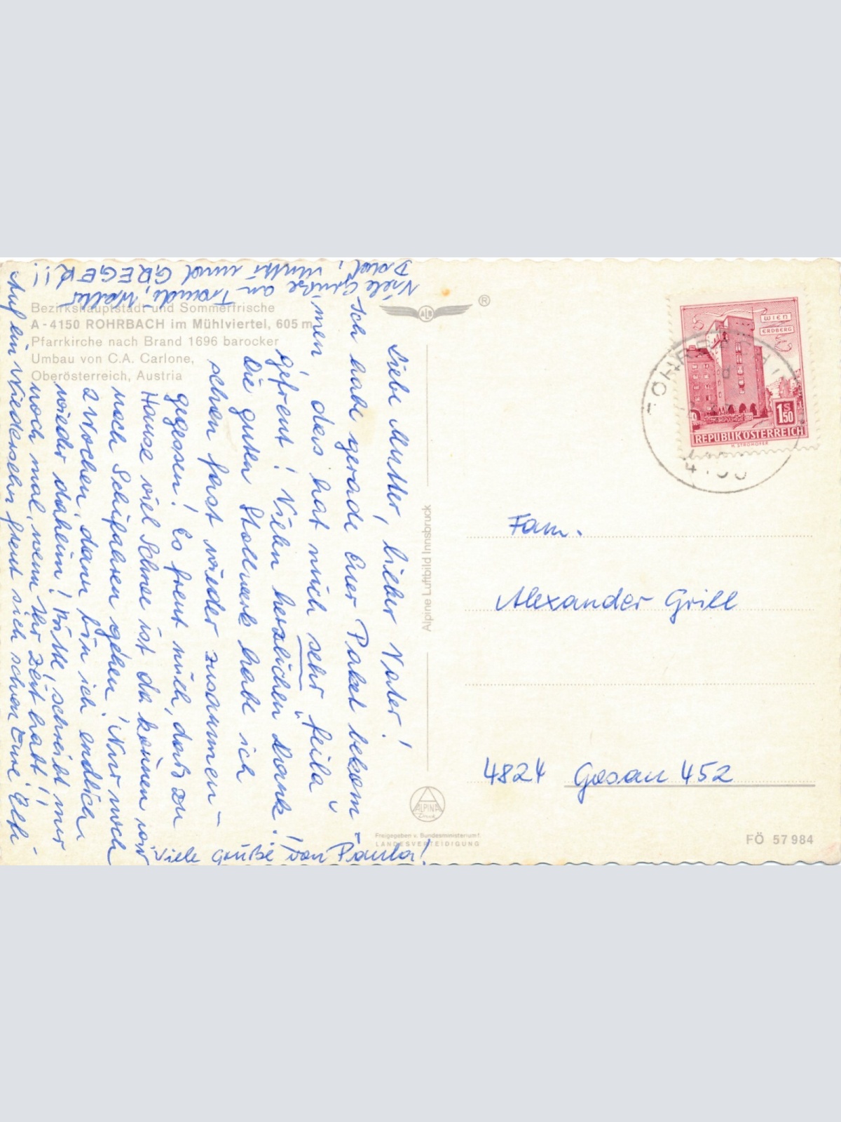 AK aus Rohrbach Oberösterreich Fliegerfoto Ansichtskarte (J363)