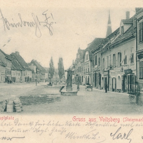 AK gruss aus Voitsberg Hauptplatz Steiermark Ansichtskarte (12051)