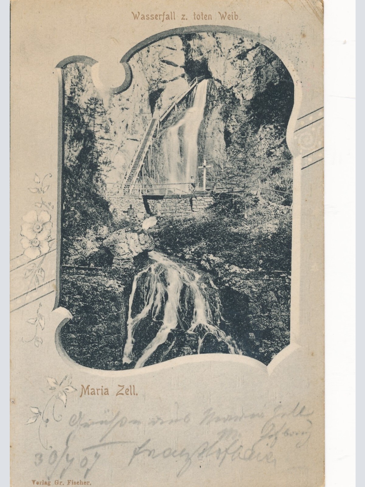 AK aus Maria Zell mit Wasserfall Steiermark Ansichtskarte (12757)