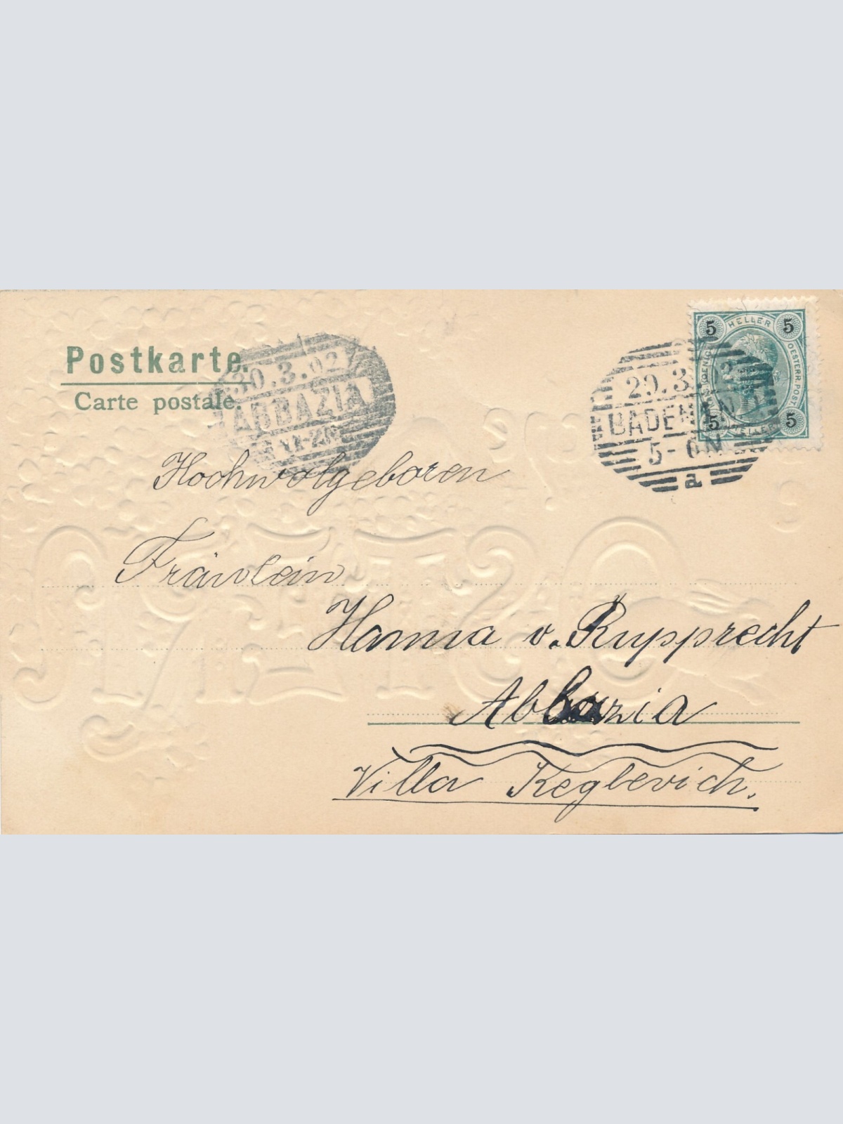 Präge - Motiv - Karte Fröhliche Ostern mit Hasen Ansichtskarte (11855)