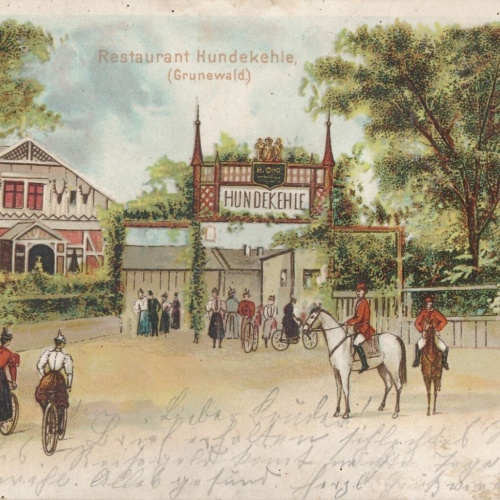 Litho - Karte aus Grunewald Restaurant Hundekehle Berlin Ansichtskarte (11371)