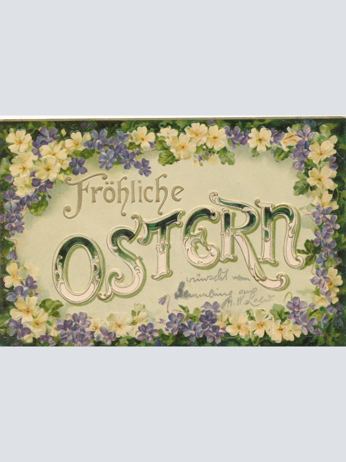 Präge - Motiv - Karte Fröhliche Ostern Ansichtskarte (12321)