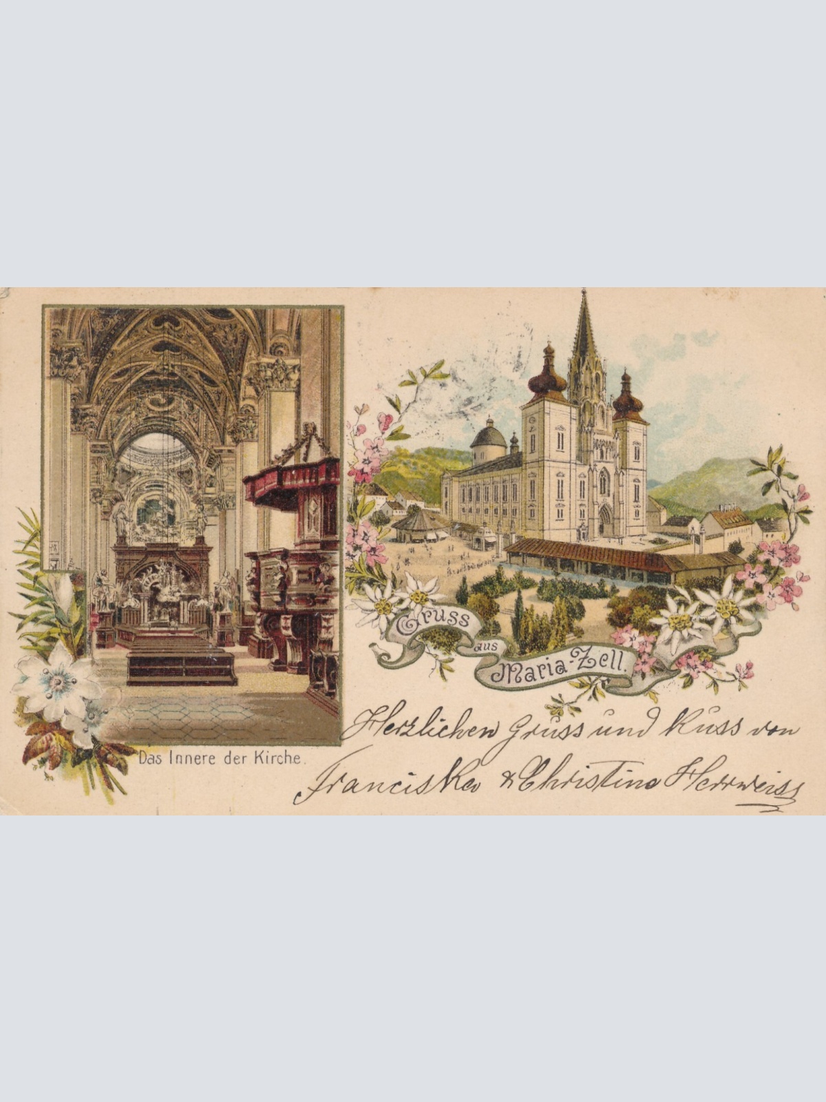 Litho - Karte gruss aus Mariazell Kirchen inneres Ansichtskarte (12328)