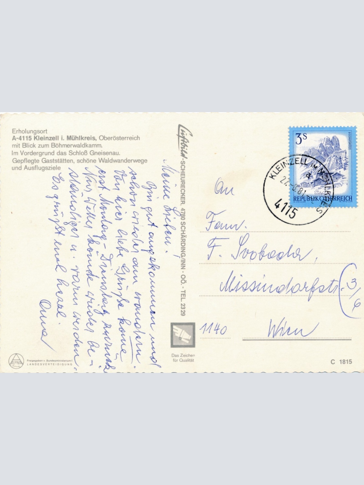 AK aus Kleinzell im Mühlkreis Oberösterreich Fliegerfoto Ansichtskarte (J379)