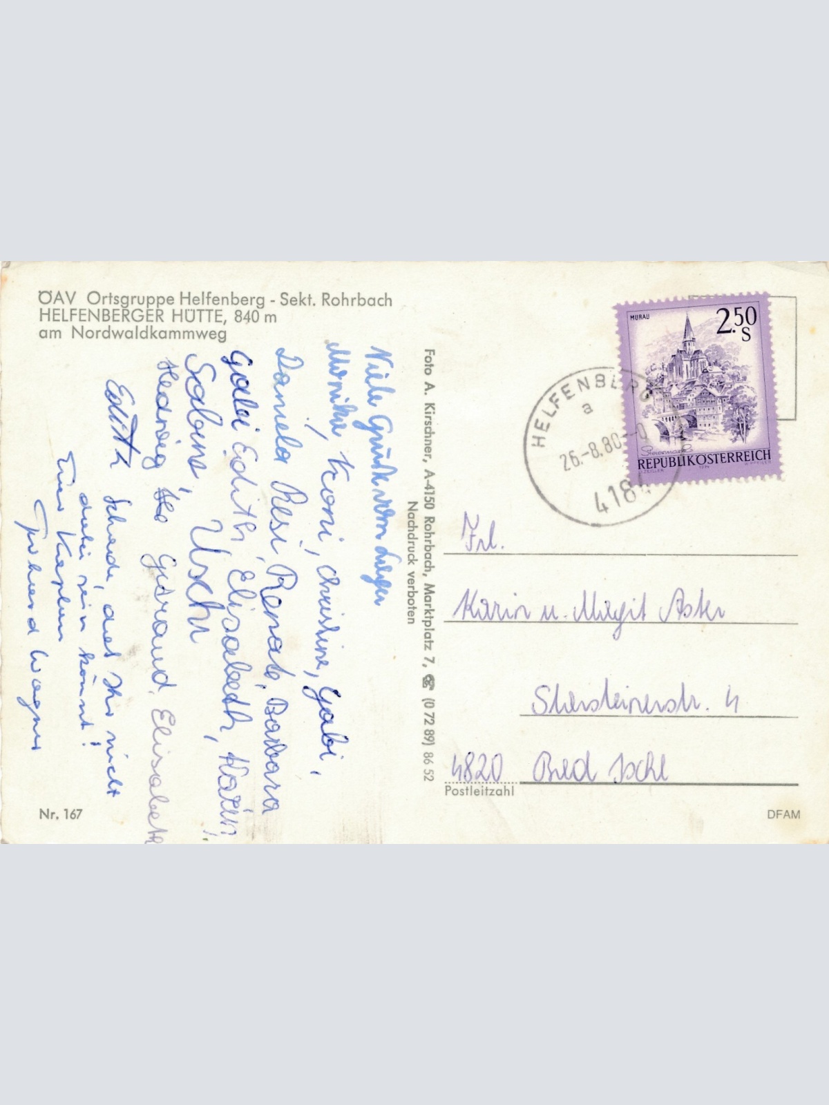 AK aus Helfenberg mit Helfenberger Hütte Oberösterreich Ansichtskarte (J384)