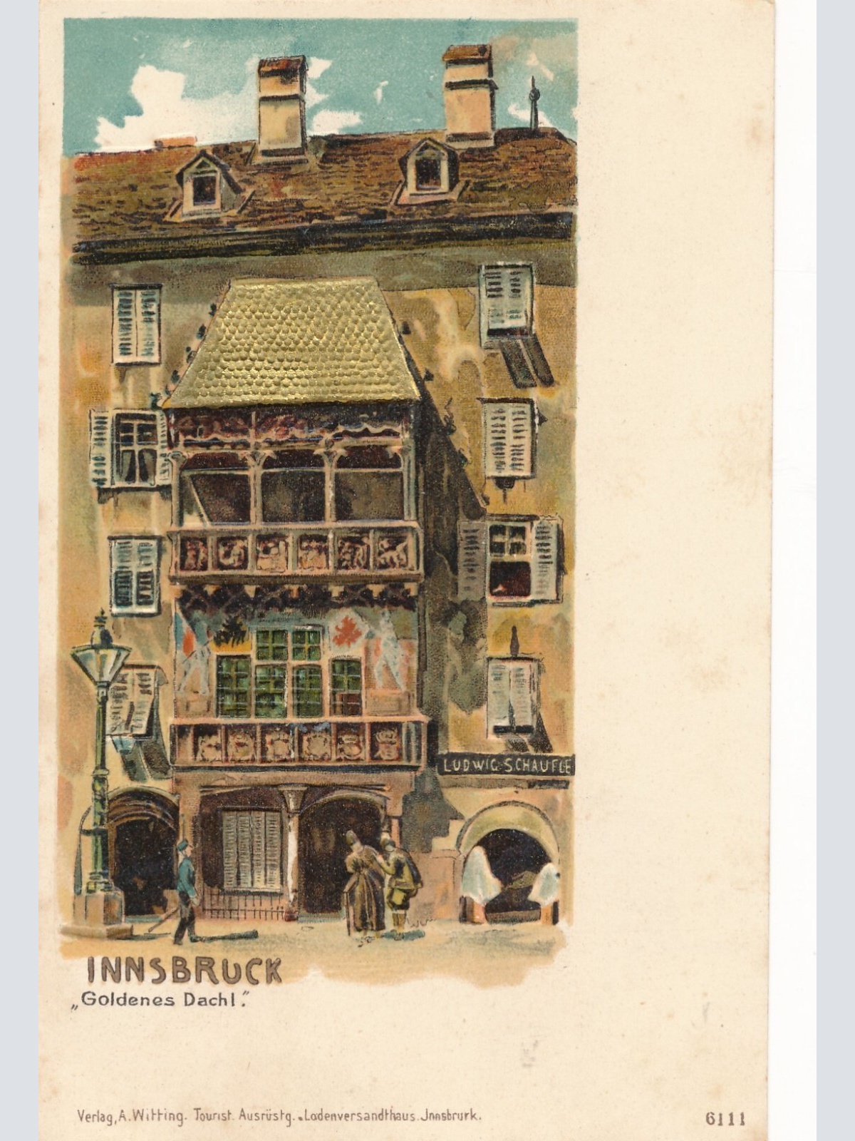 Präge - Karte aus Innsbruck mit Goldenes Dachl Tirol Ansichtskarte (13431)