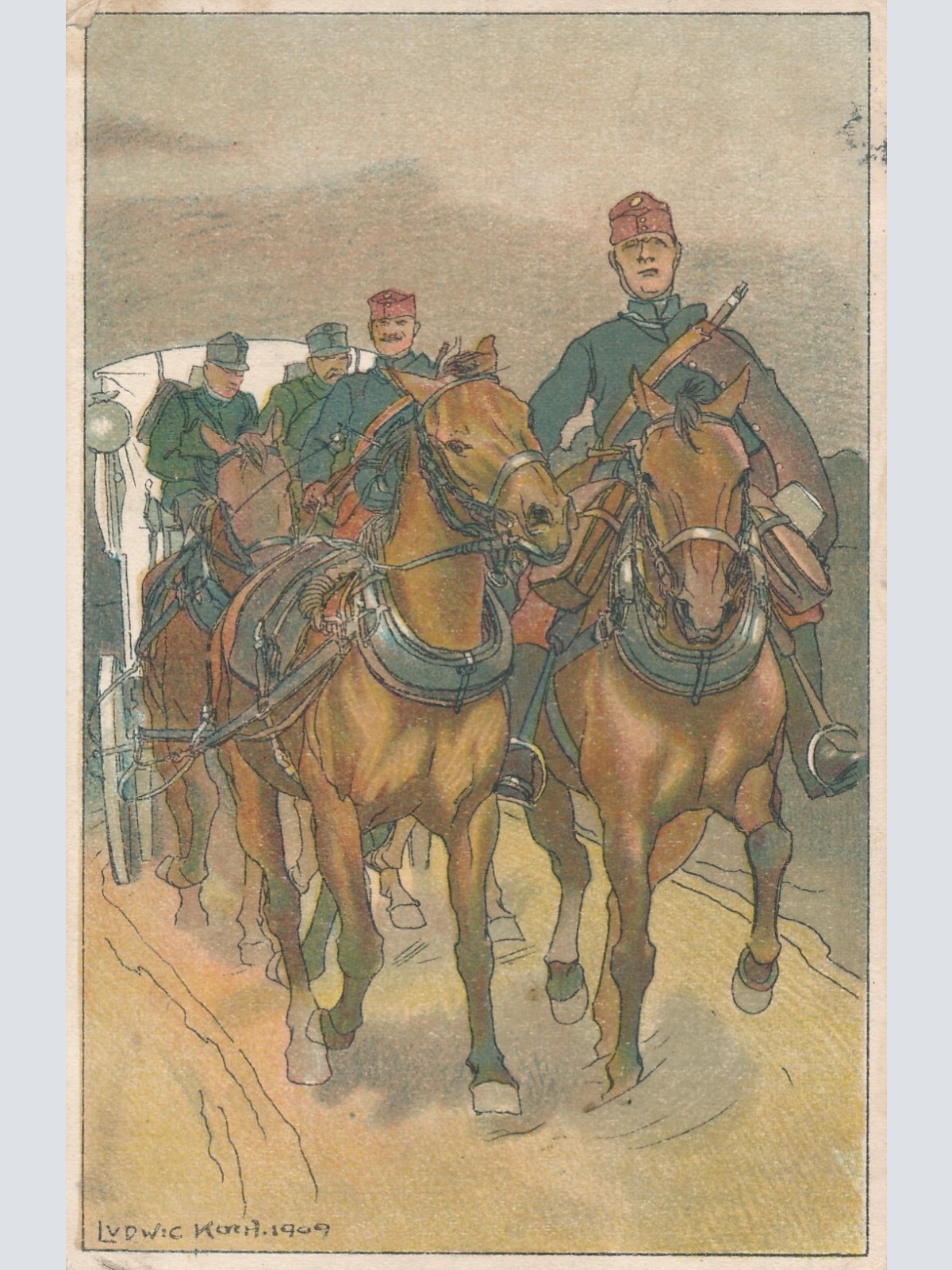 AK Kust - Karte Soldaten auf Pferden Frohe Weihnachten Ansichtskarte (13517)