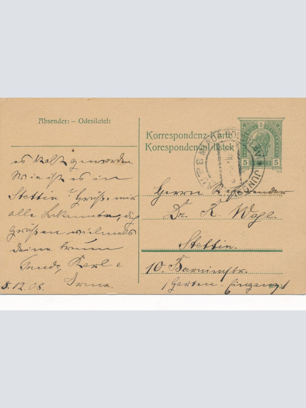 5 Heller - Ganzsachen - Karte aus Miada Boleslav (13367)