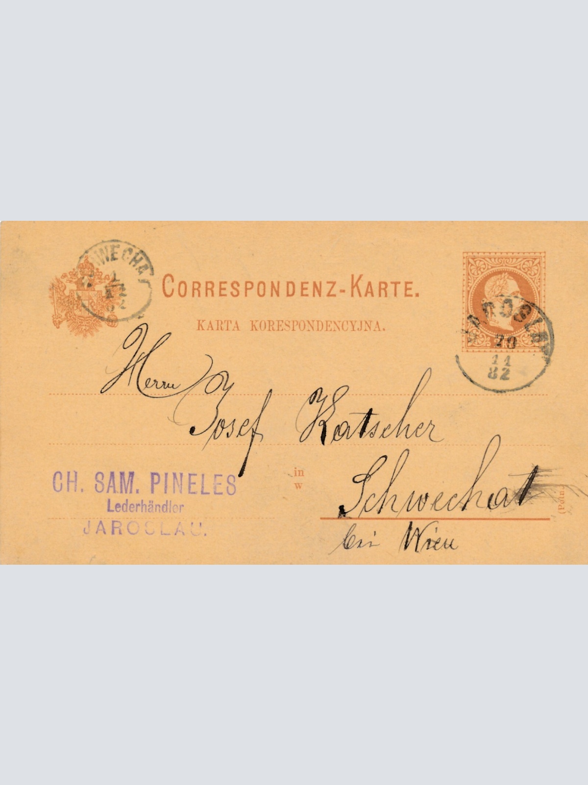 2 Kreuzer - Ganzsachen - Karte 1882 aus Laroslav (13587)