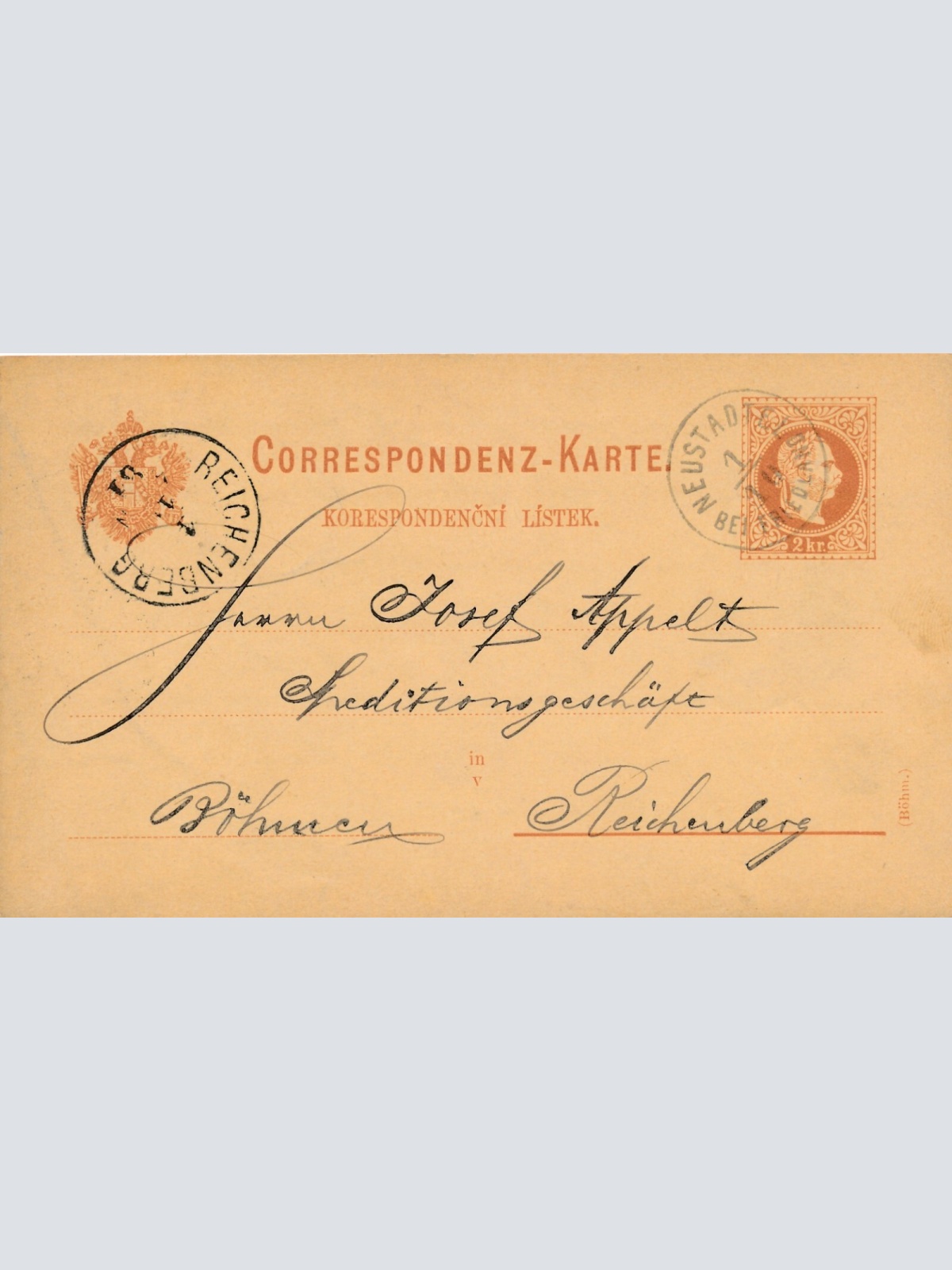 2 Kreuzer - Ganzsachen - Karte 1887 aus Neustadt (13575)