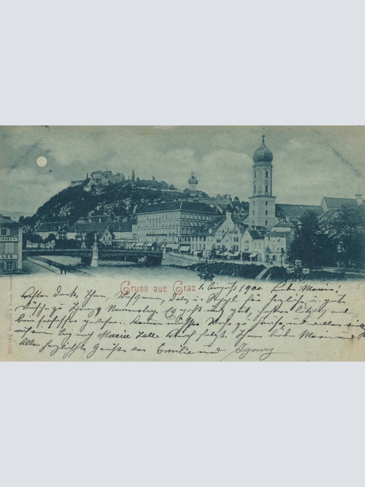 Mondschein Karte aus Graz Steiermark Ansichtskarte (13741)