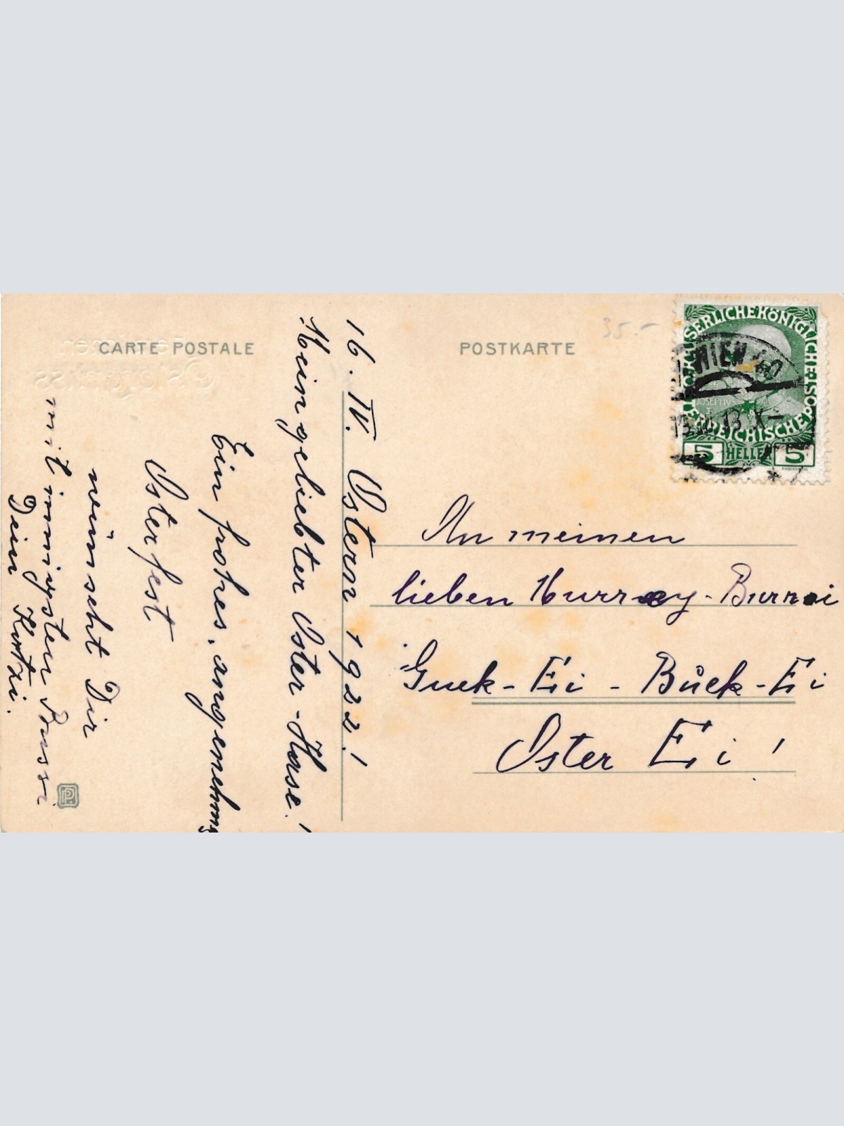 AK, Herzlichen Ostergruß, Küken vor Spiegel, Ansichtskarte (S3677)