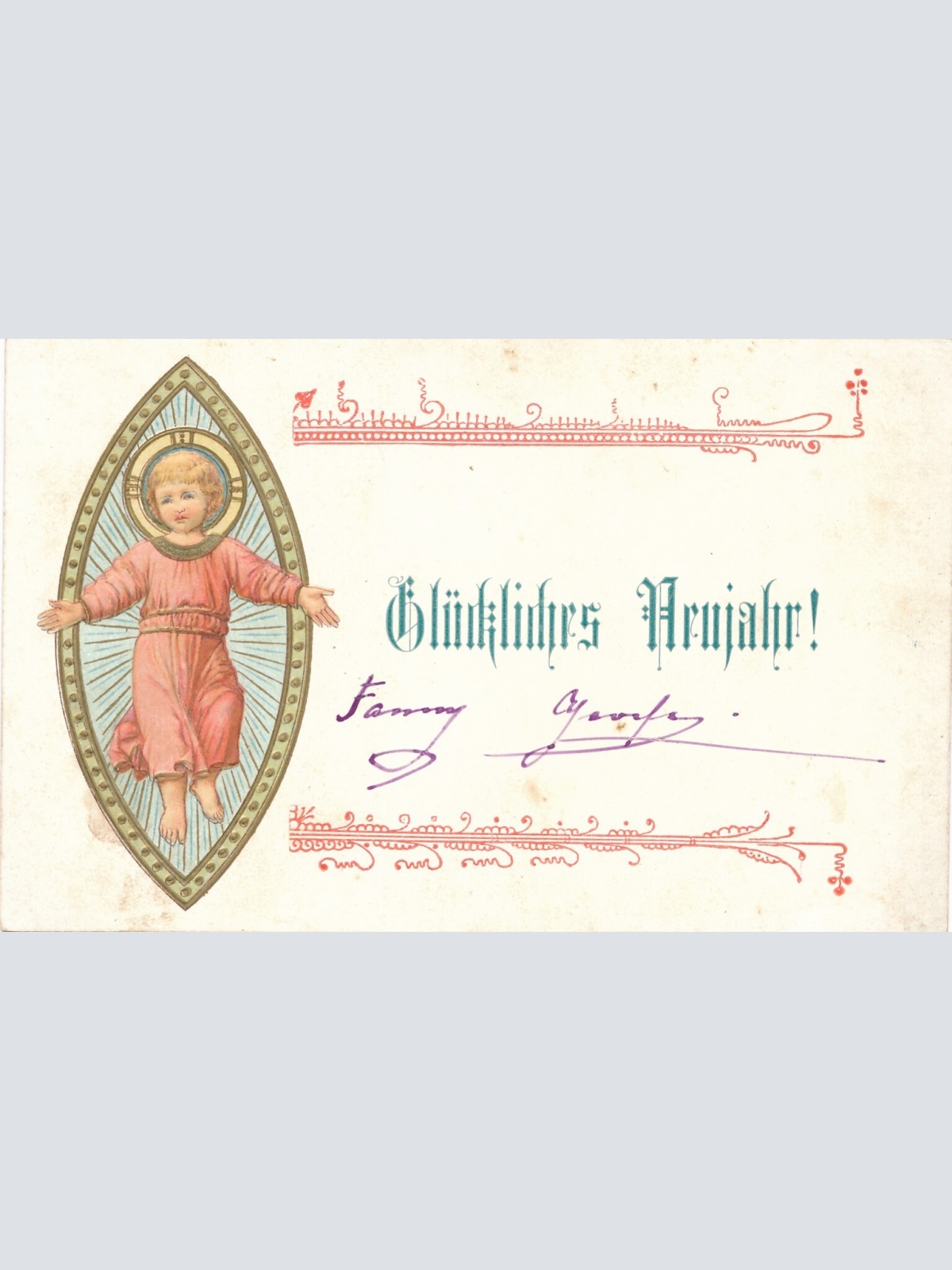 Präge-Karte, Glückliches Neujahr, Kind, Ansichtskarte (S3672)