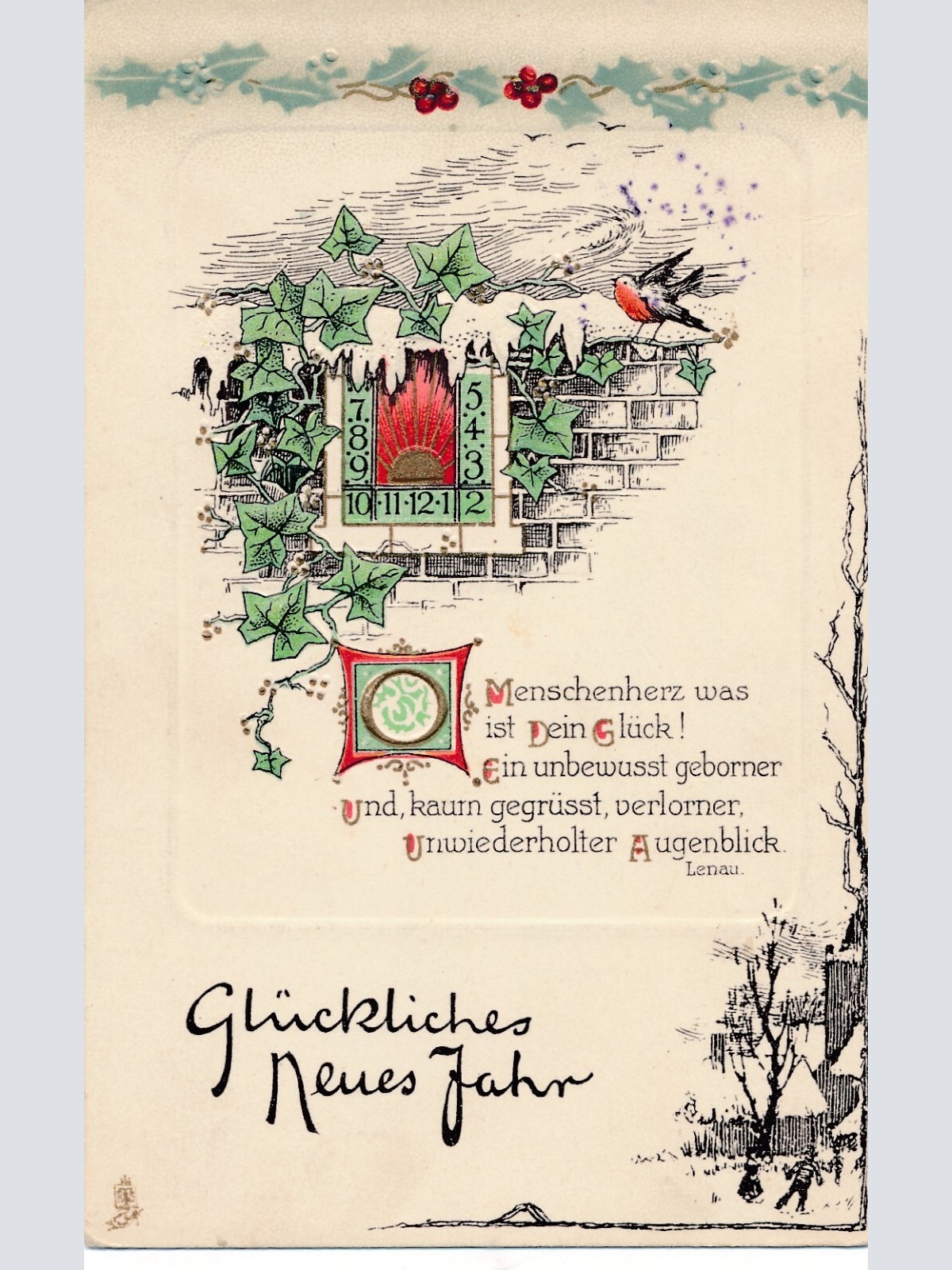 Präge-Karte, Glückliches neues Jahr, Ansichtskarte (S3670)