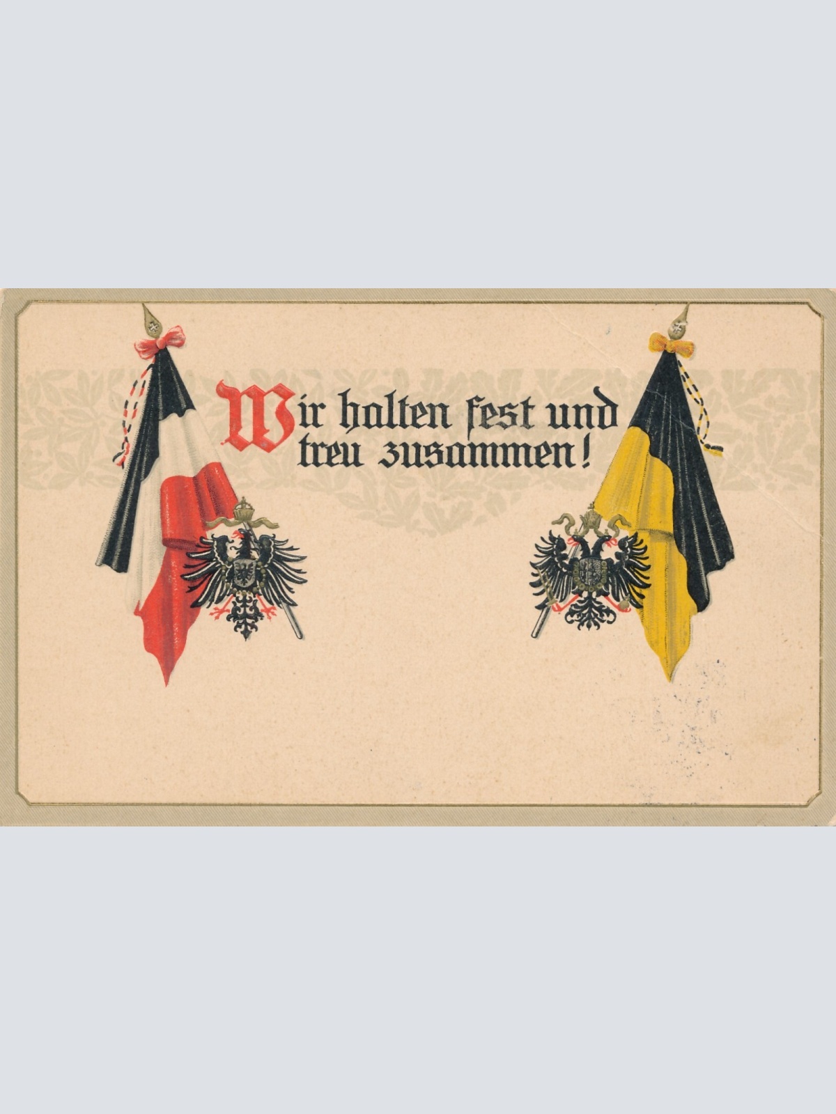 Präge-Karte, Wir halten fest und treu zusammen, Ansichtskarte (S3687)