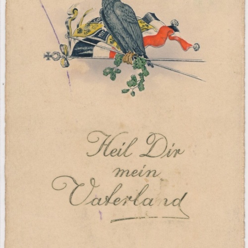 Präge-Karte, Heil dir mein Vaterland, Vogel, Flagge, Ansichtskarte (S3690)