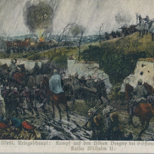 AK Kampf auf den höhen Dregny bei Soiffons in gegenwart Kaiser Wilhelm 2 (13782)