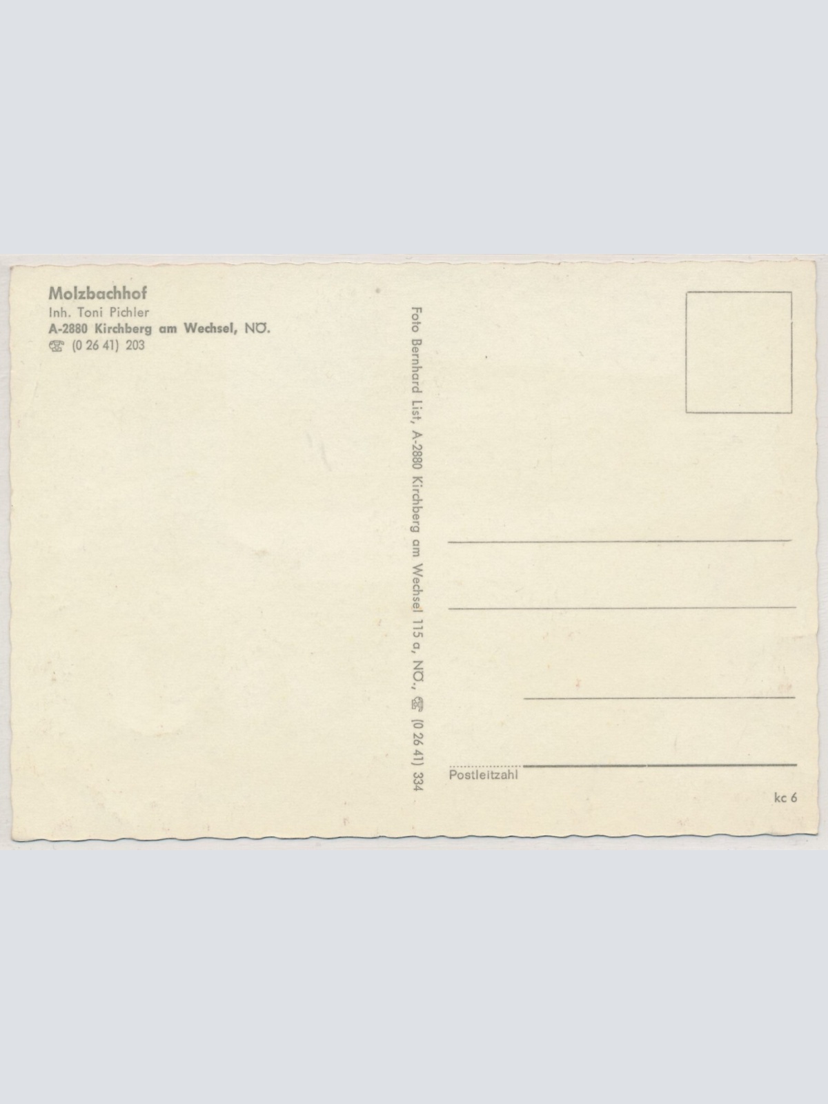 AK, Molzbachhof, Kirchberg am Wechsel, Niederösterreich, Ansichtskarte (S3917)