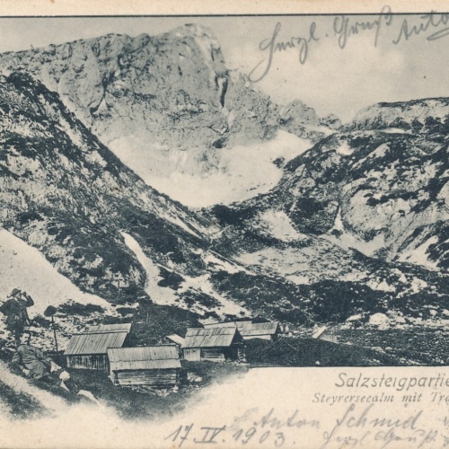 AK Salzbergpartie mit Steyrseealm Steiermark Ansichtskarte (13885)