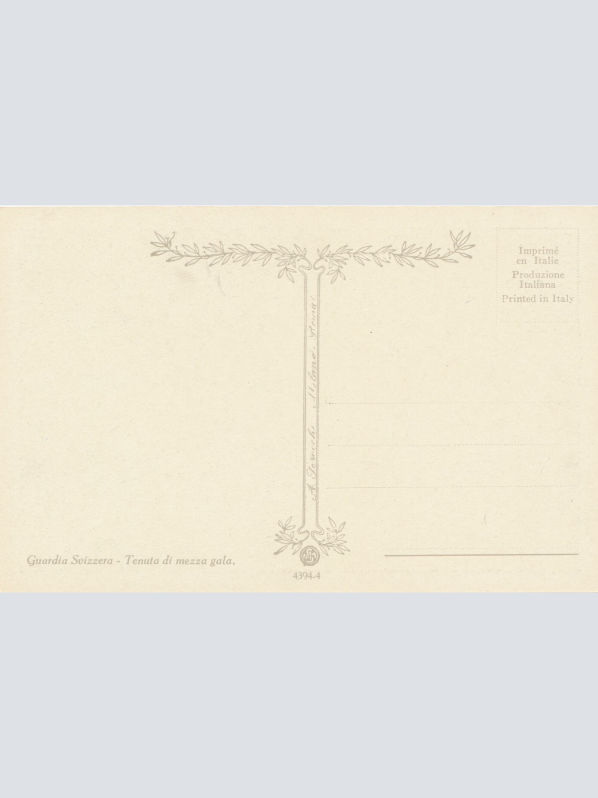 AK, Tenuta di mezza gala, guardia svizzera, Ansichtskarte (S4137)