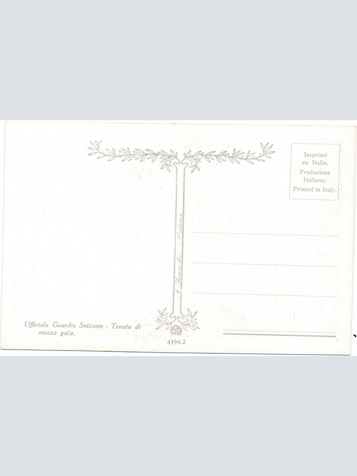 AK, Ufficiale Guardie Svizzere - Tenuta di mezza gala, Ansichtskarte (S4142)