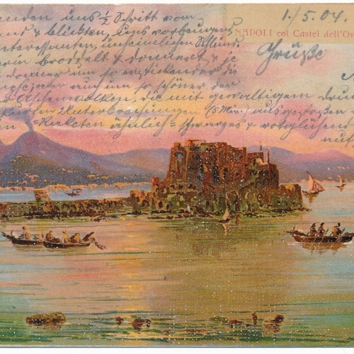 AK, Napoli, col Castel dell'Ovo ed il Vesuvio, Italien, Ansichtskarte (S4159)