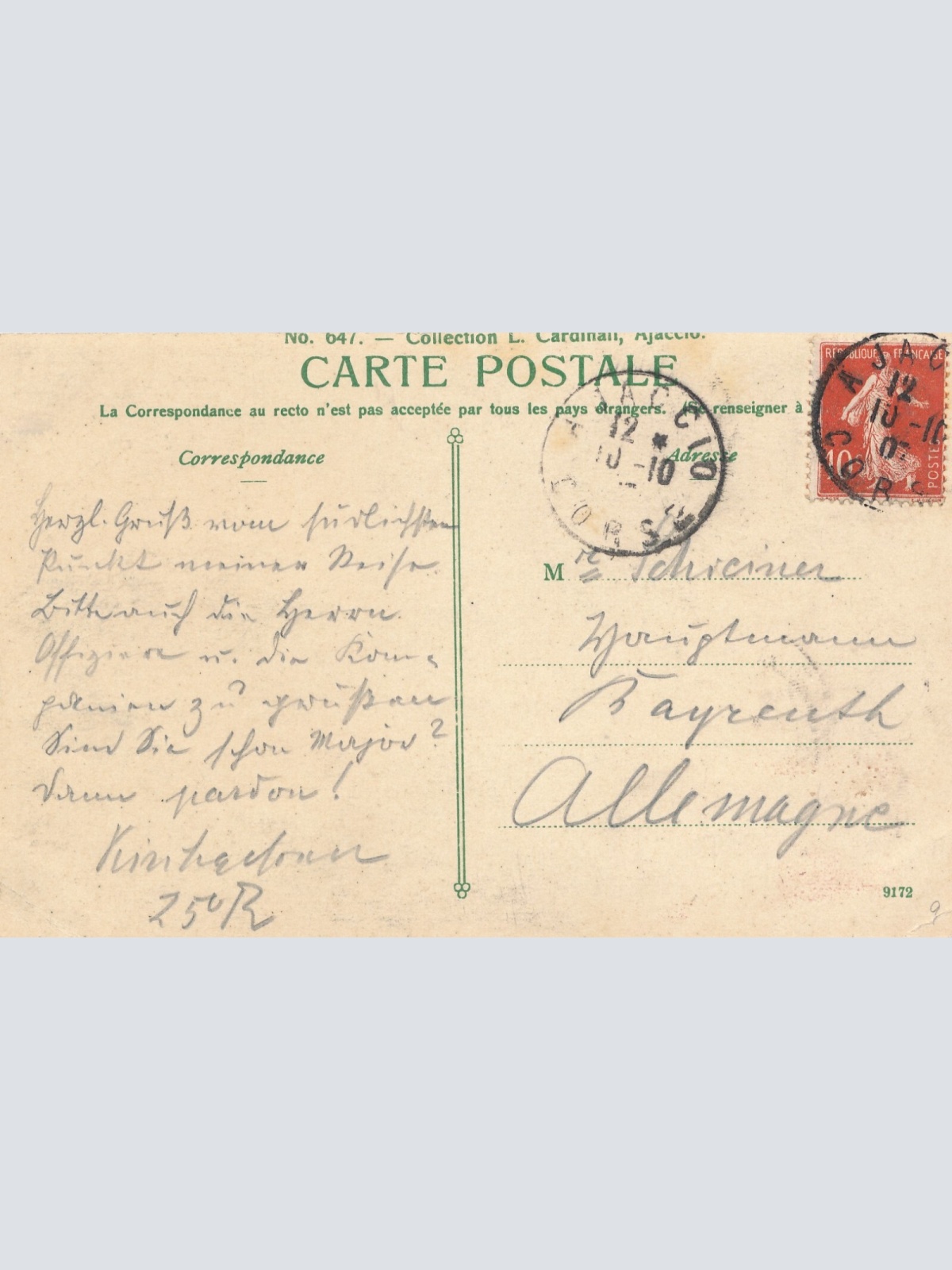 AK, Ajaccio, Frankreich, Ansichtskarte (S4206)