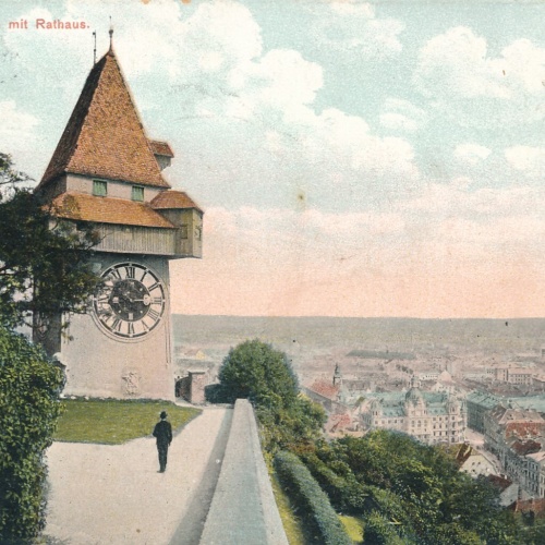 AK, Graz, Steiermark, Uhrturm mit Rathaus, Ansichtskarte (S4264)