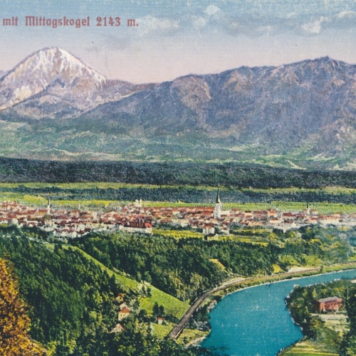 AK, Villach, Drau mit Mittagskogel, Kärnten, Ansichtskarte (S4267)