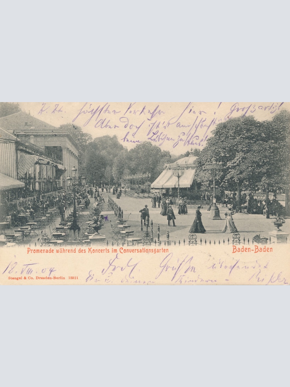 AK, Baden-Baden, Baden-Württemberg, Conversationsgarten, Ansichtskarte (S4288)