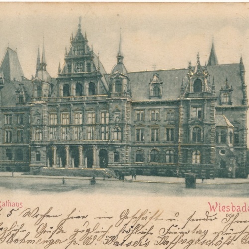 AK, Wiesbaden, Hessen, Relief-Karte, Rathaus, Ansichtskarte (S4443)
