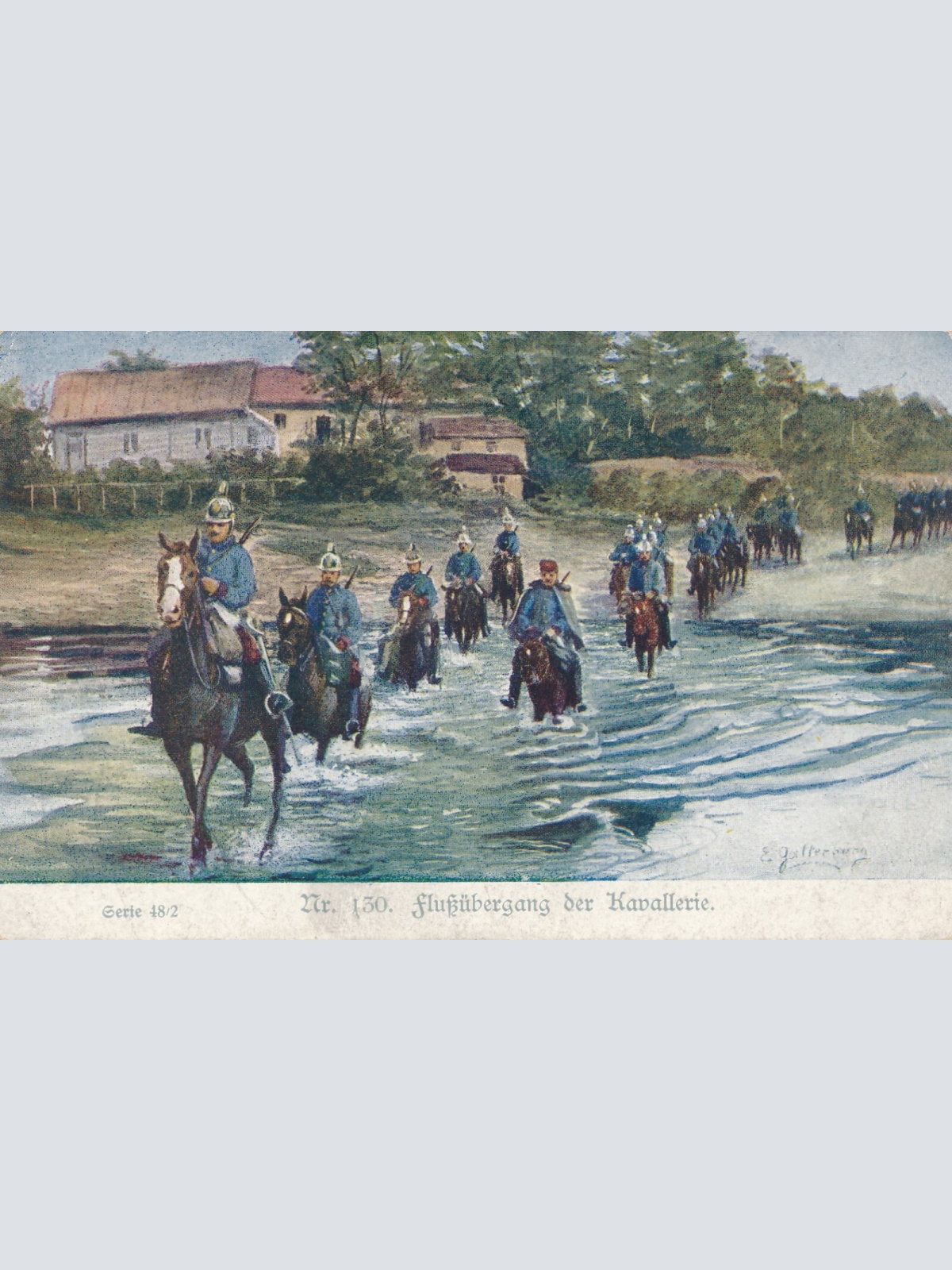 AK Flussüberquerung der Kavallerie Ansichtskarte (13772)