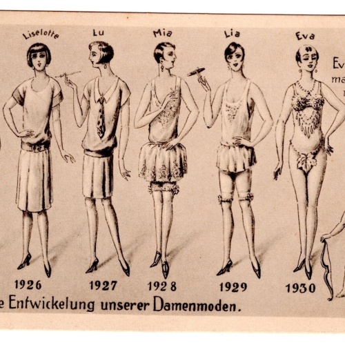AK, Die Entwicklung unserer Damenmoden, Ansichtskarte (S4682)