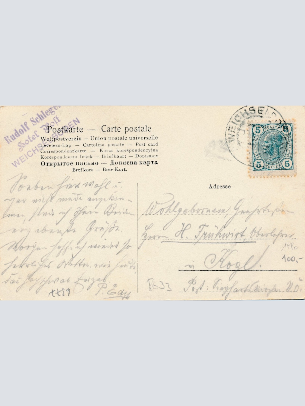 AK aus Weichselboden mit Hotel Post Steiermark Ansichtskarte (13943)