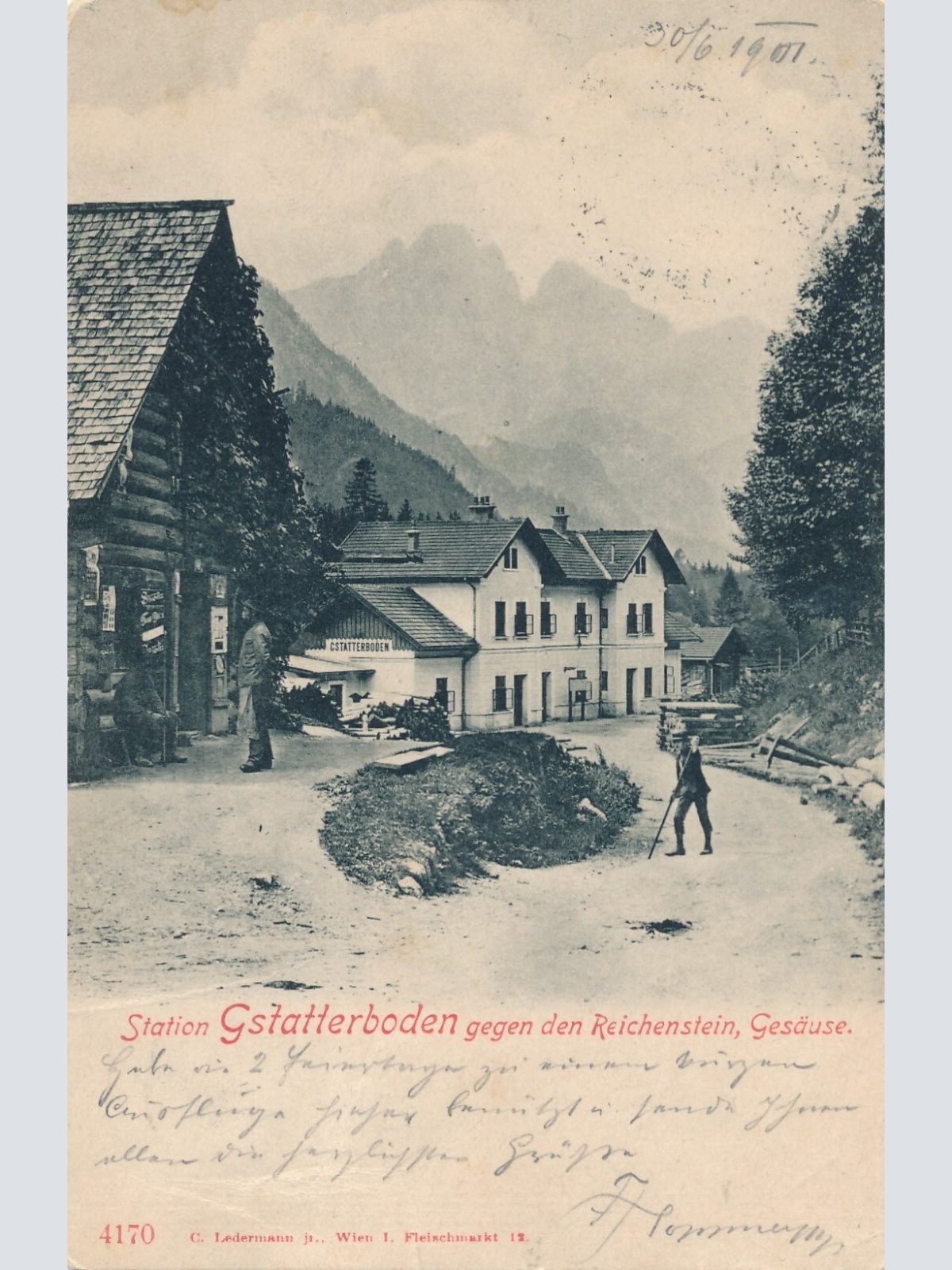 AK aus Gstatterboden mit Menschen Steiermark Ansichtskarte (13941)