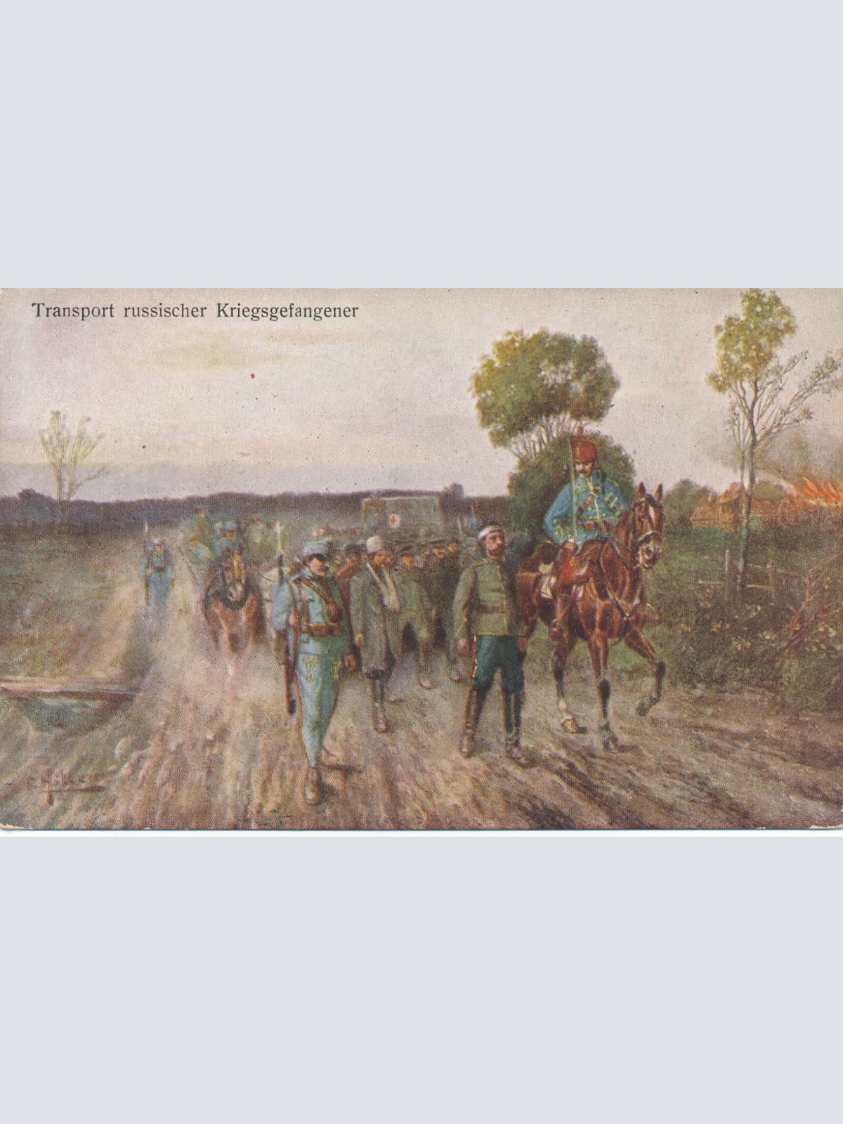 AK Transport russischer Kriegsgefangener Ansichtskarte (14014)