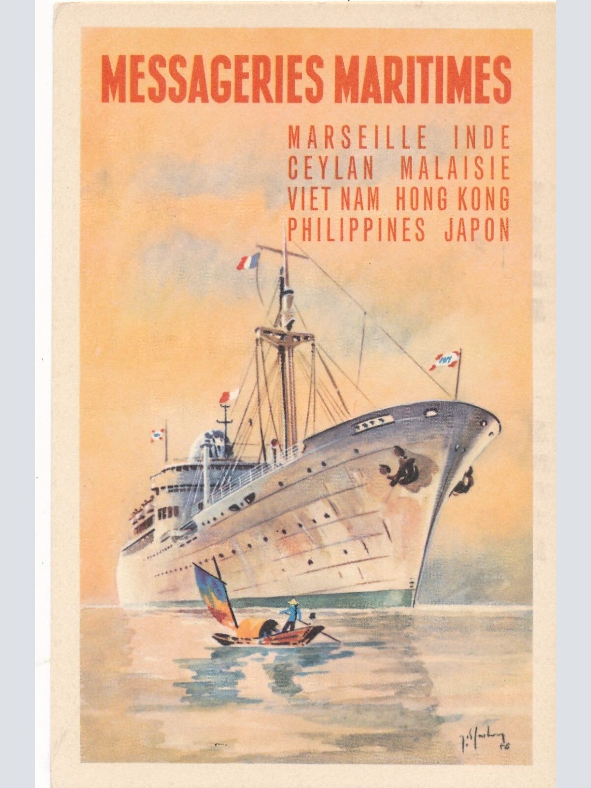 AK Messageries Maritimes mit Passagierschiff Ansichtskarte (14168)