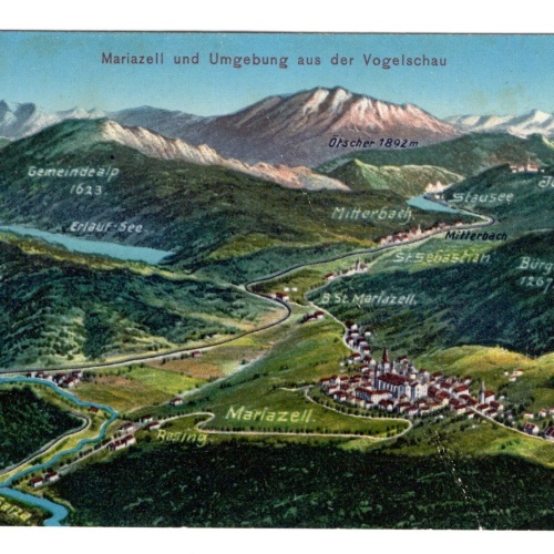 AK, Mariazell aus der Vogelschau, Steiermark, Ansichtskarte (S4969)