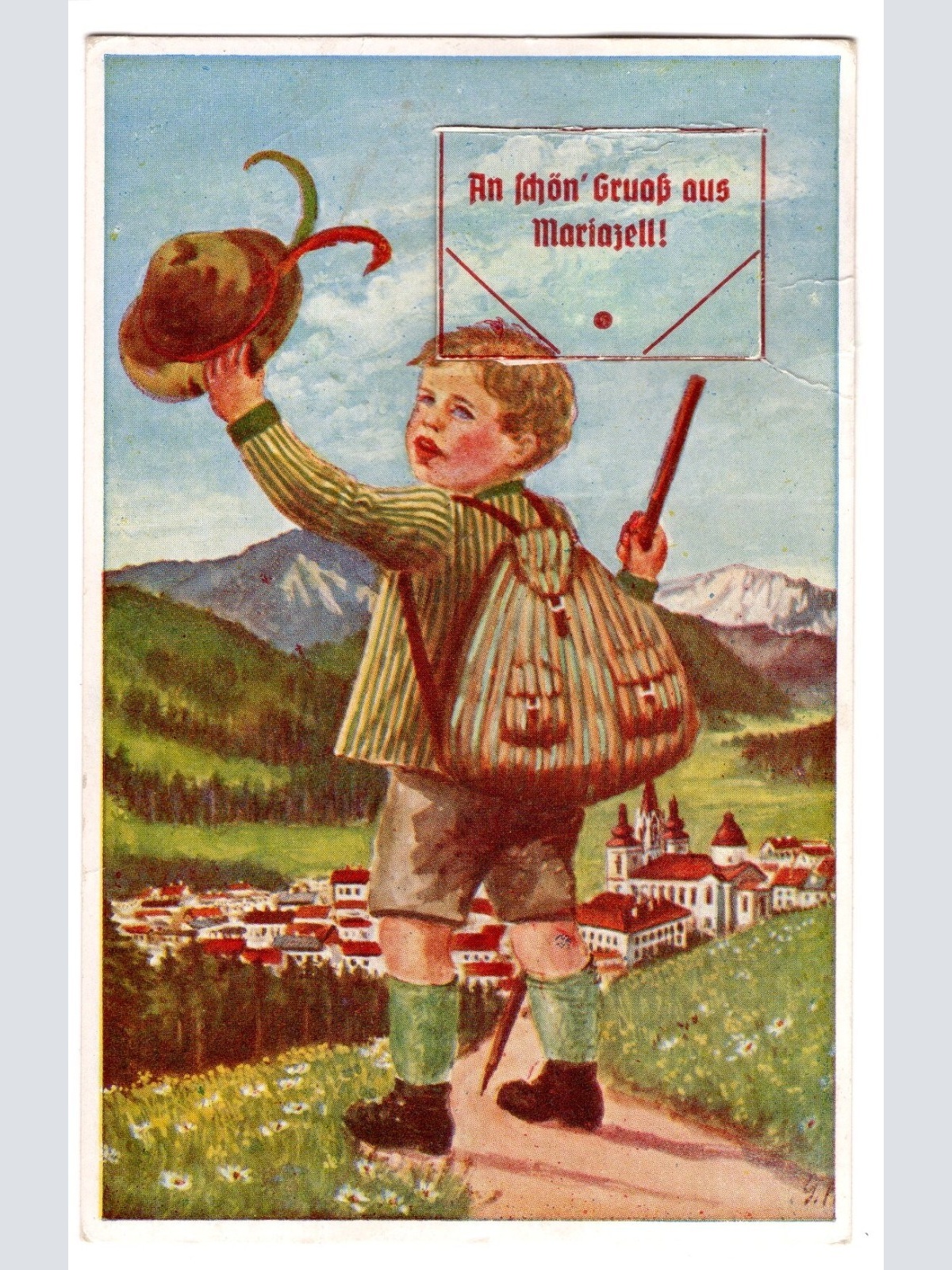 AK, An schön Gruaß aus Mariazell, Steiermark, Ansichtskarte (S4993)