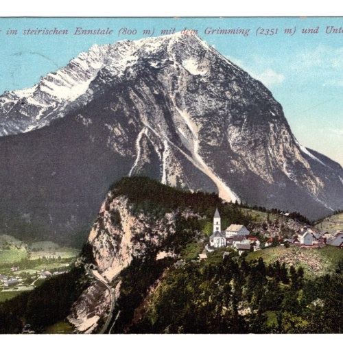 AK, Pürgg im Ennstale mit Grimming, Steiermark, Ansichtskarte (S5010)