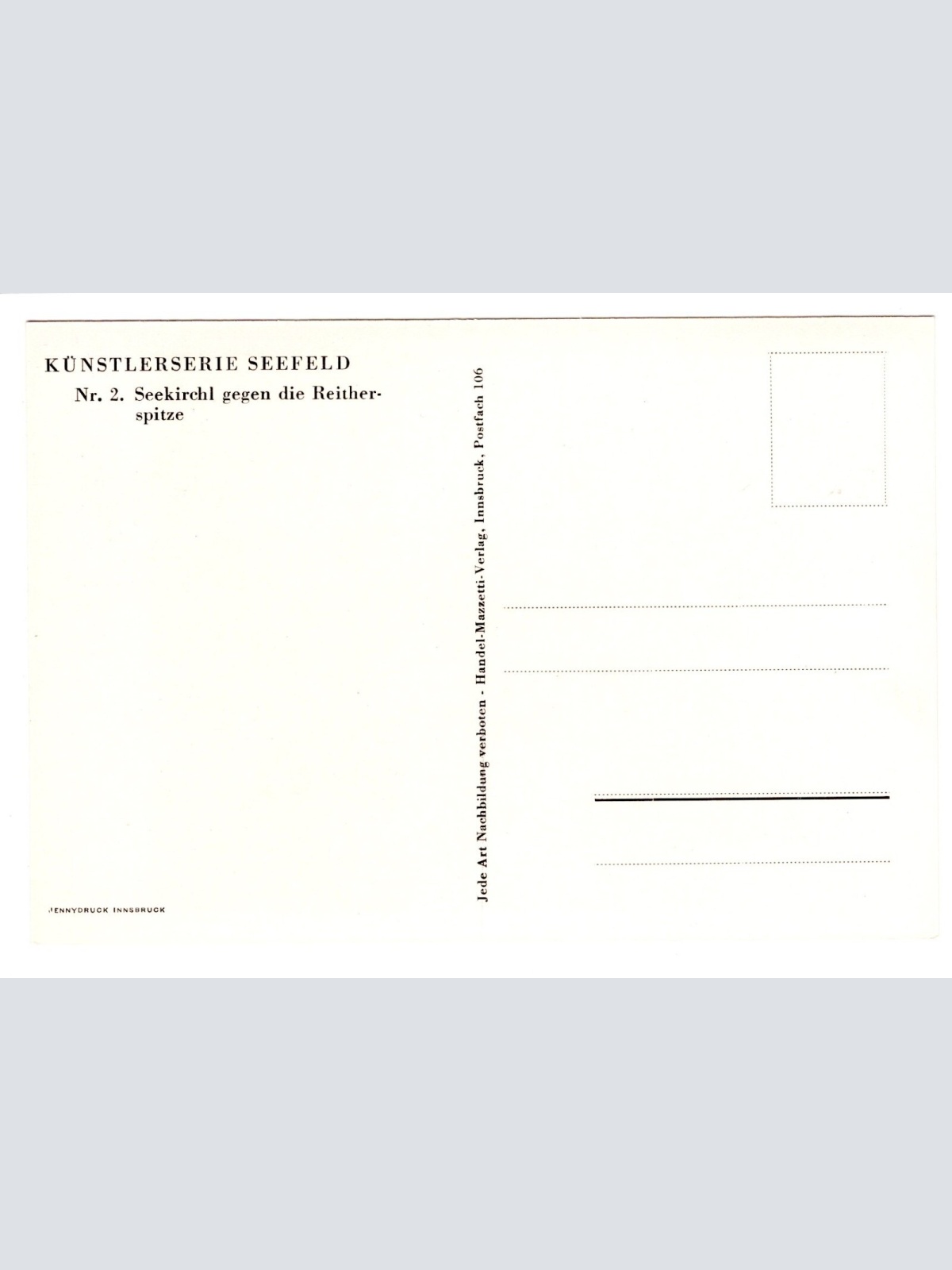 Künstler-AK, Seefeld Nr. 2. Seekirchl gegen die Reitherspitze (S5021)