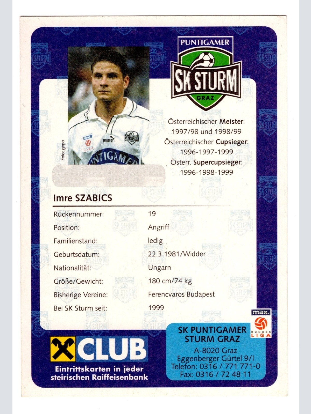 AK, Imre Szabics, mit Original Unterschrift (S5052)