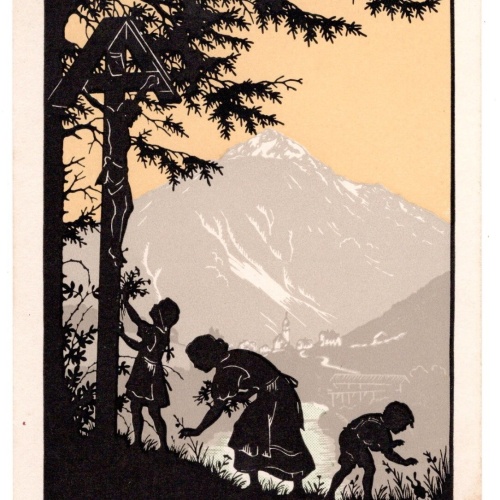 AK, Josefine Allmayer, zwei Kinder und Frau, Ansichtskarte (S5066)