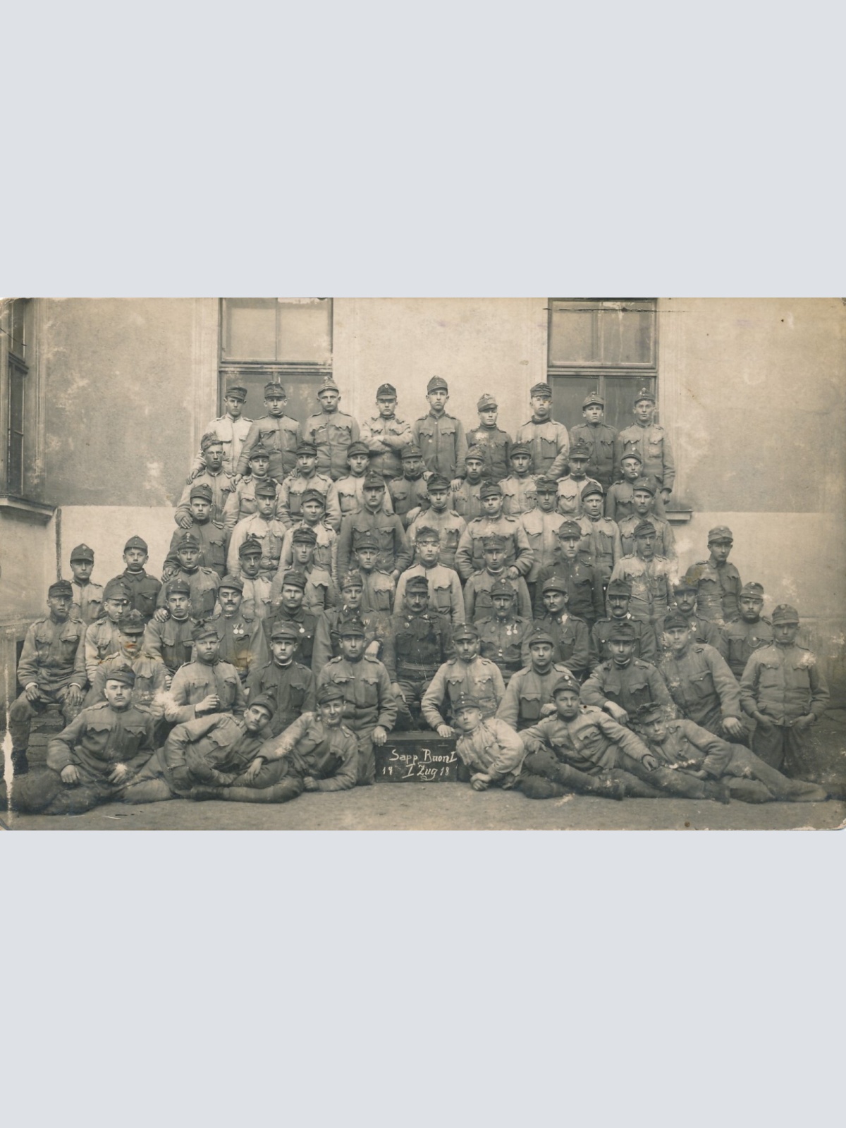 AK Sapp Baon I I Zug 1918 Manschaftsfoto Ansichtskarte (14021)