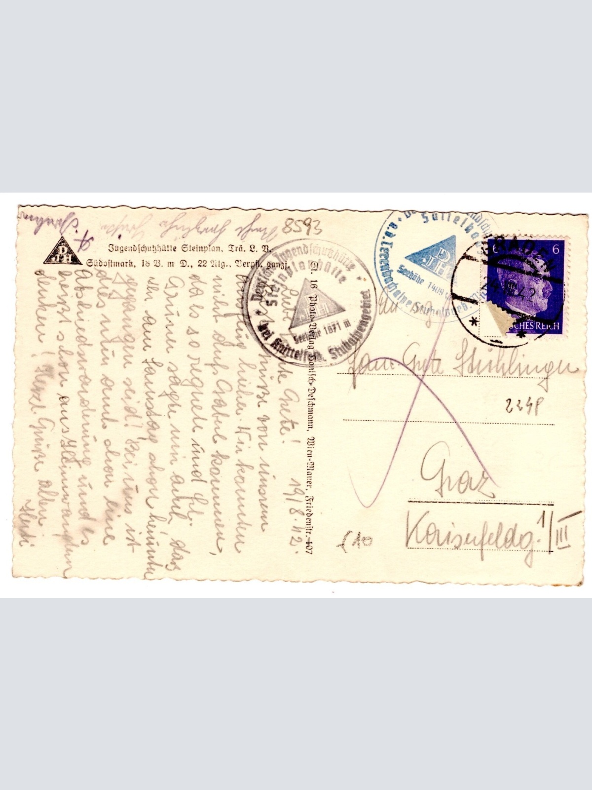 AK, Steinplanhütte, Steiermark, Ansichtskarte (S5189)