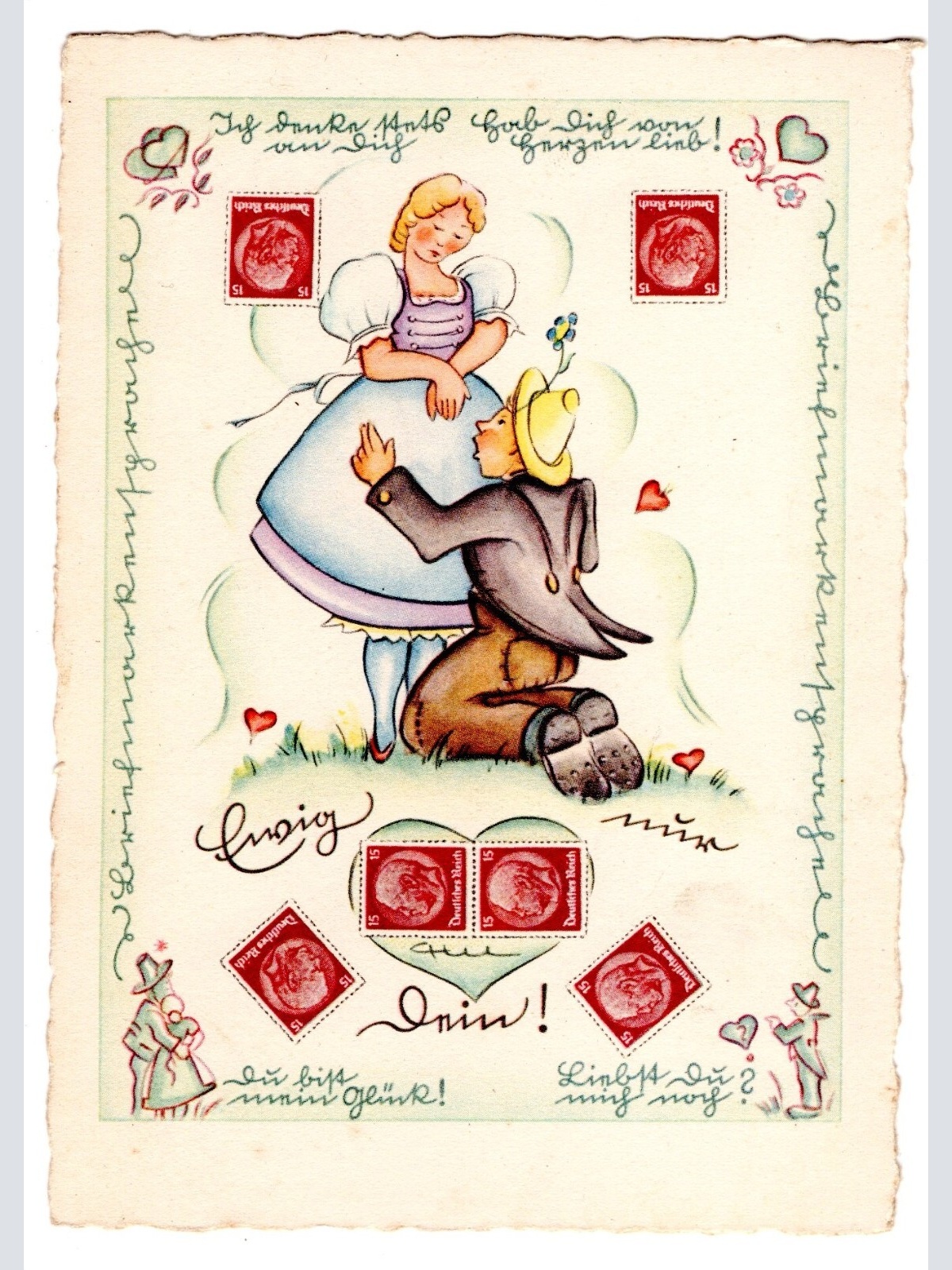 AK, Briefmarkensprache, Ewig nur dein, Ansichtskarte (S5322)