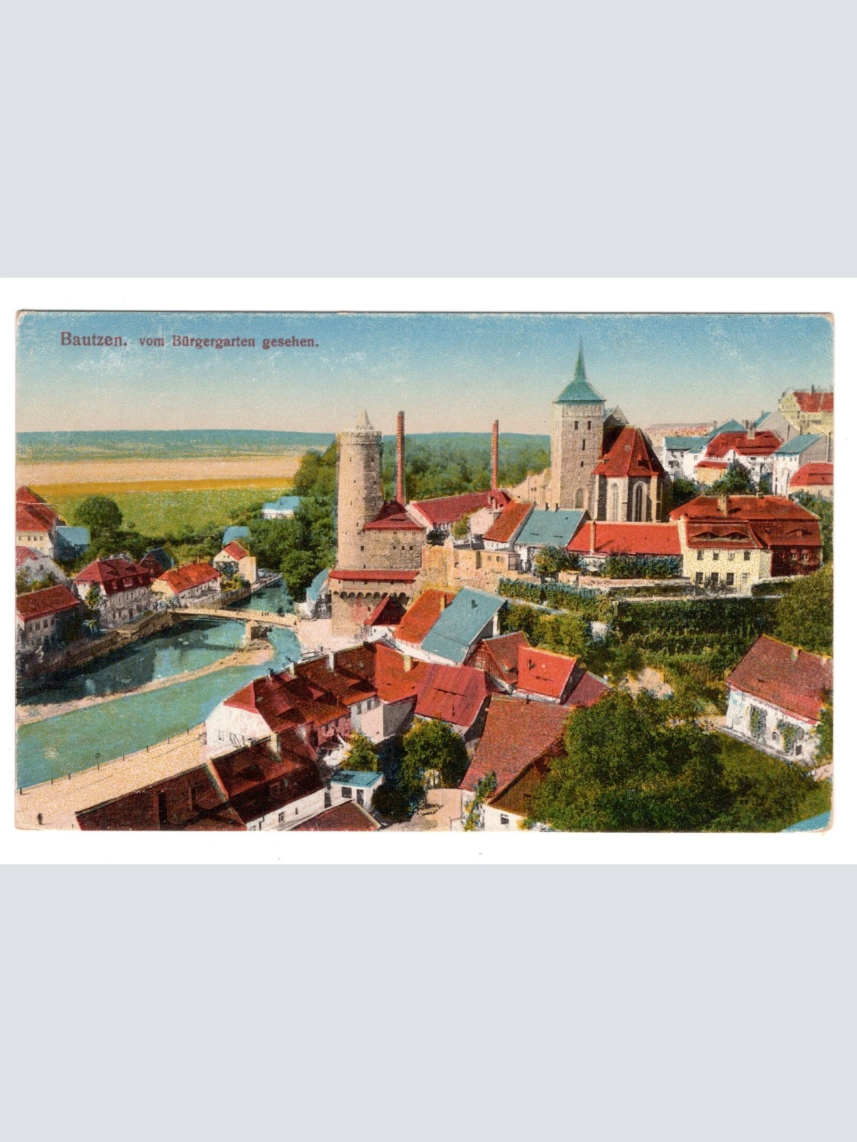 AK, Bautzen, Sachsen, vom Bürgergarten gesehen, Ansichtskarte (S5495)