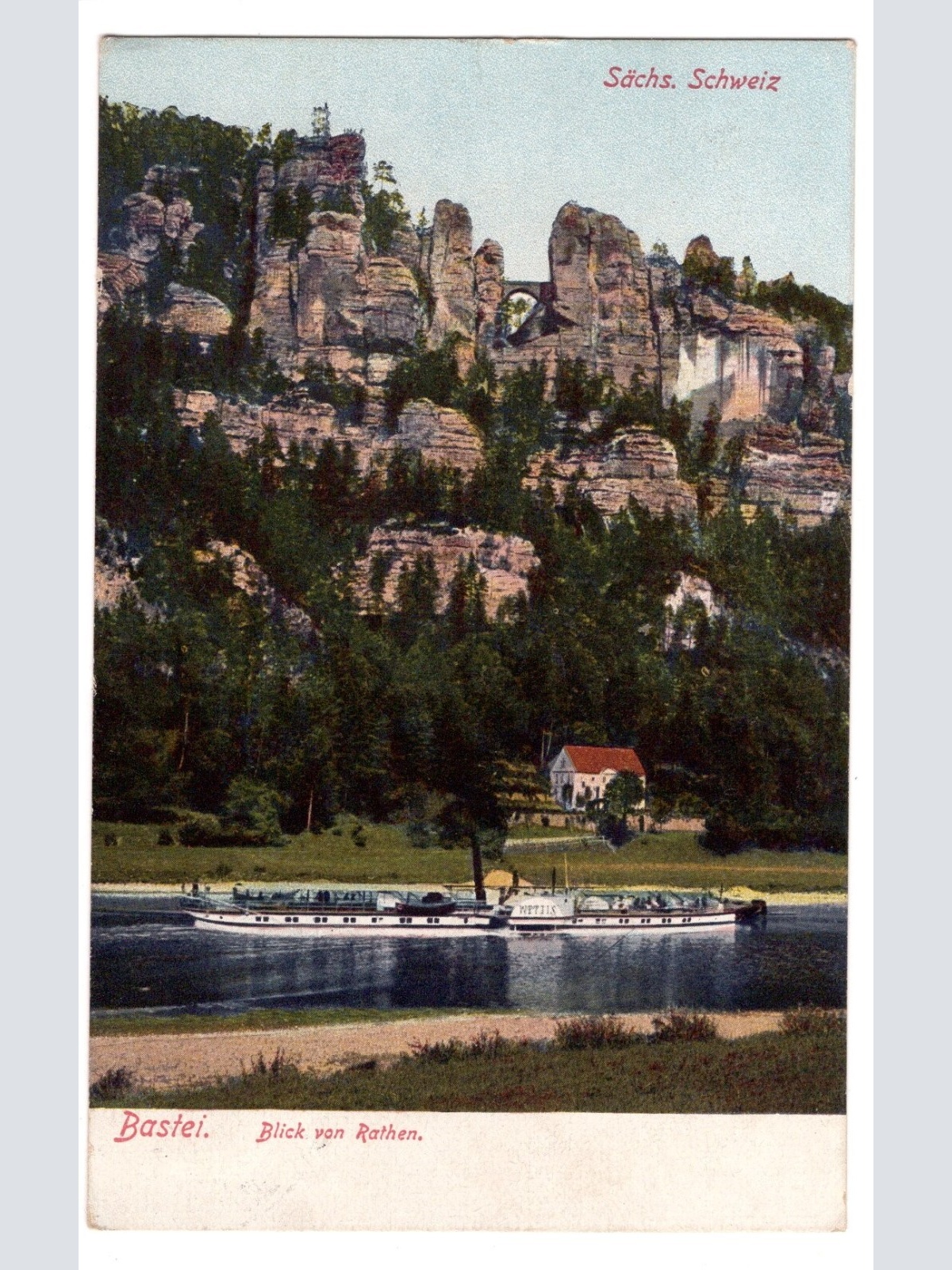 AK, Bastei, Blick von Rathen, Sachsen, Ansichtskarte (S5542)