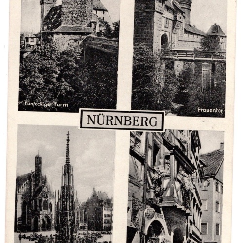 AK, Nürnberg, Bayern, Schöner Brunnen, Fünfeckiger Turm, Ansichtskarte (S5556)